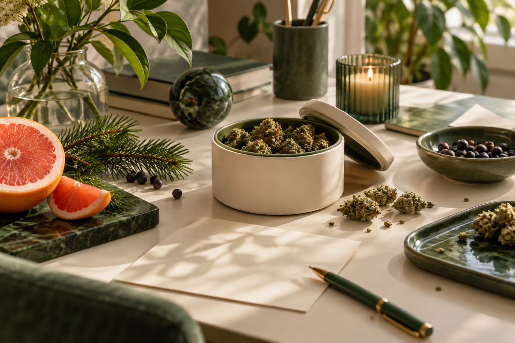 Aromaeindruck von CBD Blüten nach dem Öffnen dokumentieren