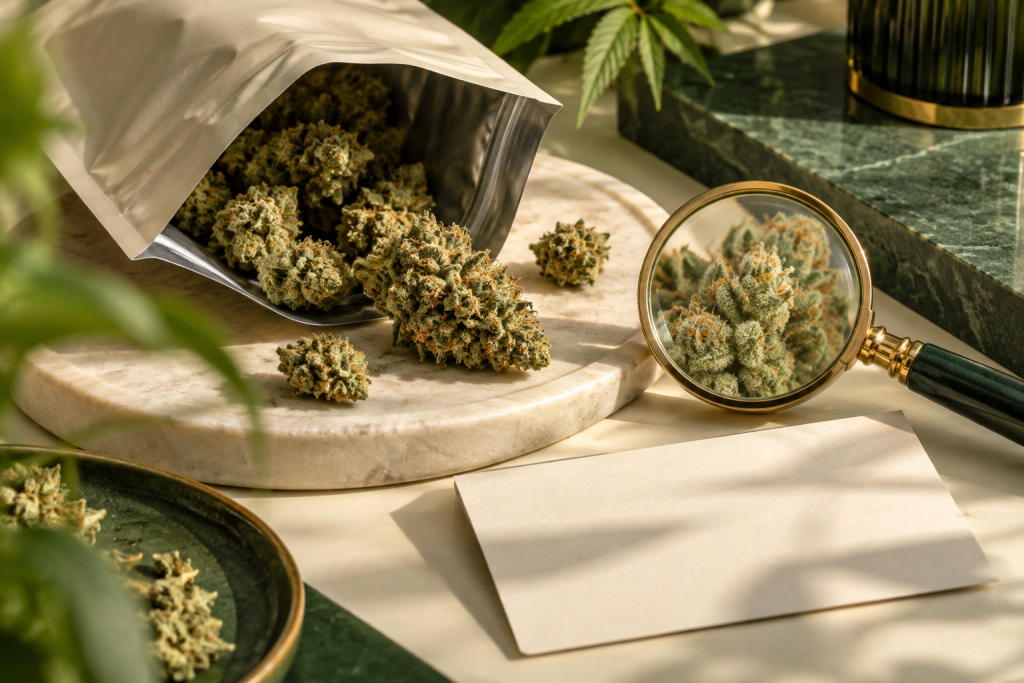 Sichtprüfung von CBD Blüten nach dem Öffnen