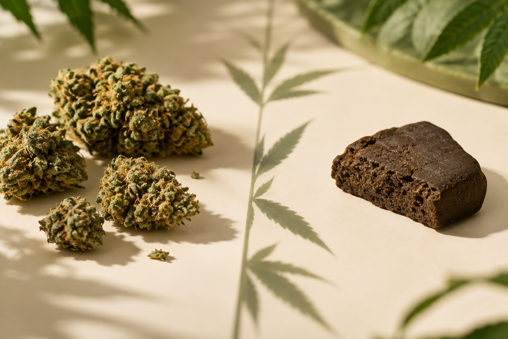 CBD Blüten und CBD Hash als unterschiedliche Produktformen im direkten Vergleich