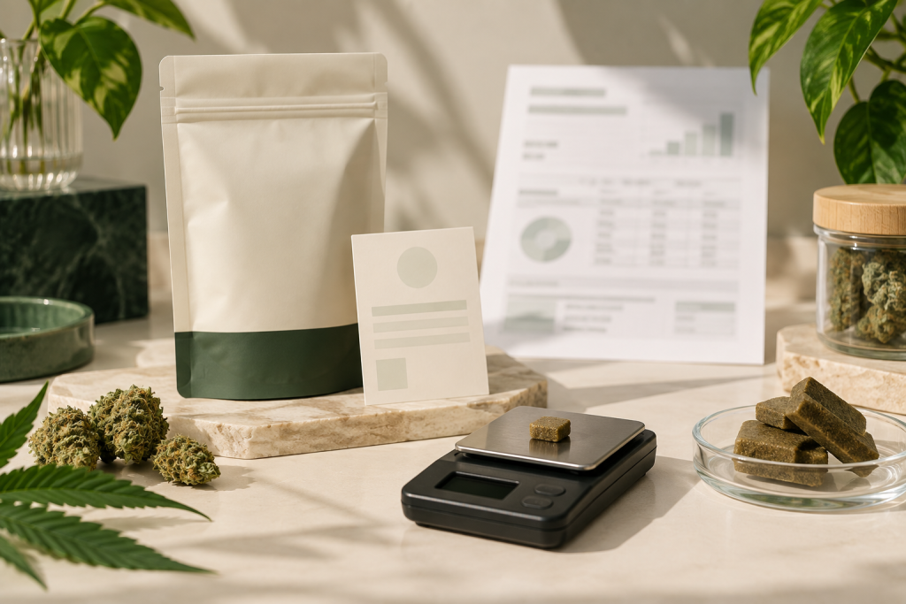 Produktdokumentation mit Gewicht, Charge und Analysebezug bei CBD Hash