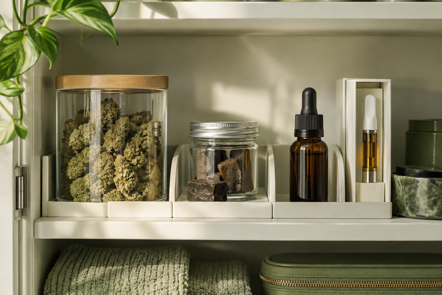 Getrennte Lagerbereiche für CBD Blüten, Hash, Öl und Vape-Produkte