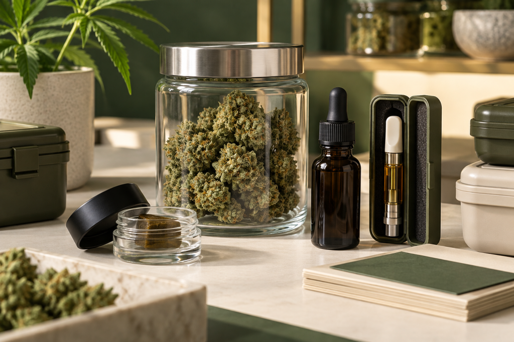 Lagermatrix für CBD Blüten, Hash, Öl und Kartuschen
