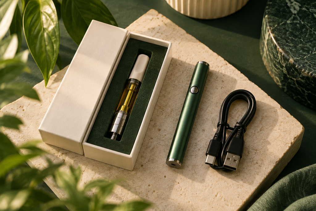 Kartusche, Vape-Pen und Ladezubehör getrennt aufbewahren