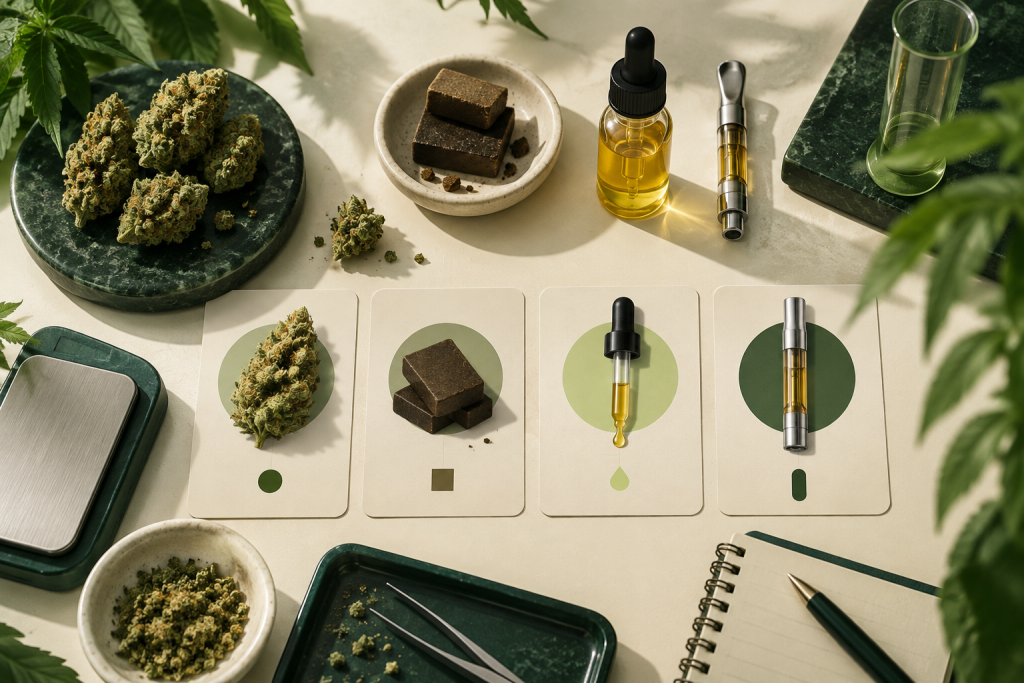 CBD Produktformen mit unterschiedlichen Mengen- und Vergleichseinheiten
