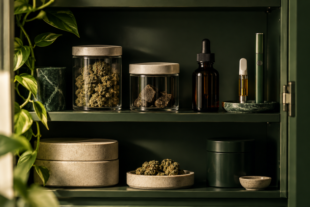 Getrennte Lagerung von CBD Blüten, Hash, Öl und Vape