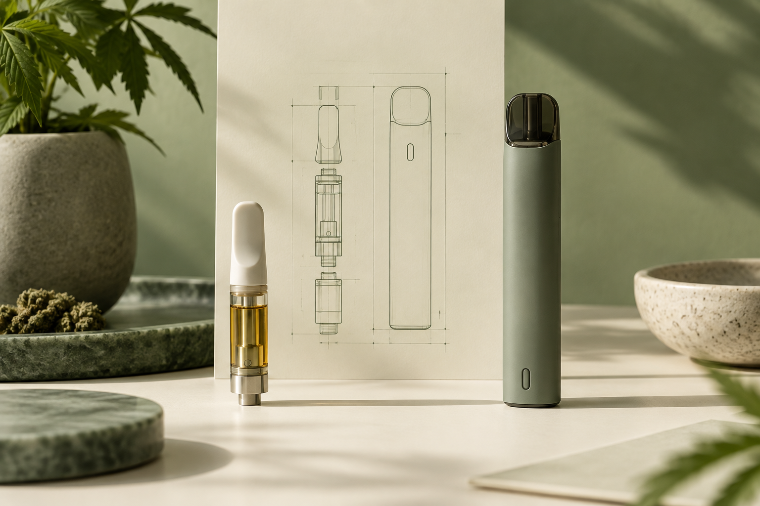 Kartusche und Einweg-Vape als unterschiedliche CBD-Vape-Bauformen