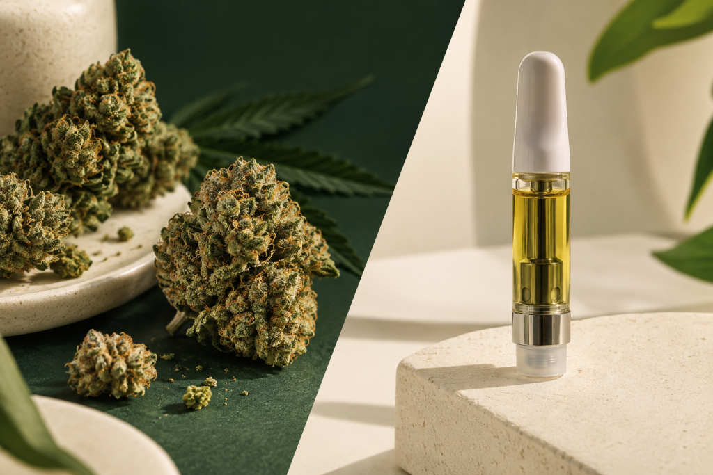 CBN Blüten und CBD-CBN-Kartusche als unterschiedliche Produktformen