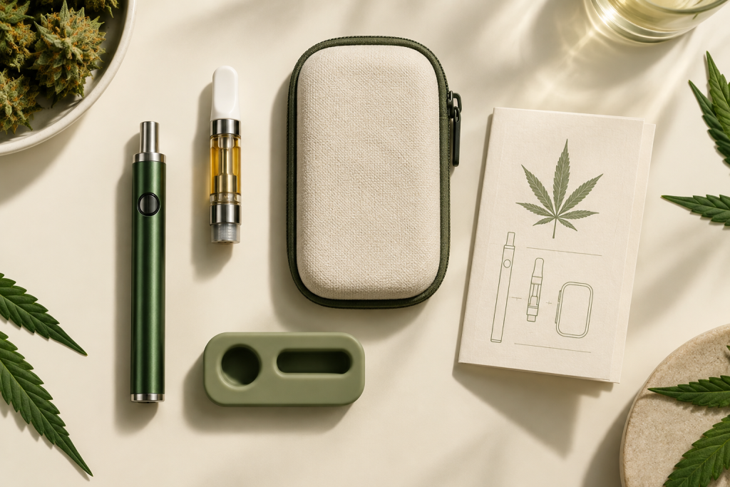 Geordnetes Transport-Setup für Vape Pen und Kartusche