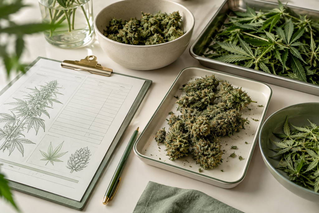 Dokumentation und getrennte Einheiten vor dem Cannabis trocknen