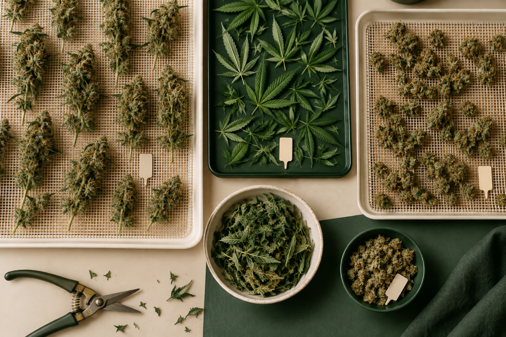 Getrennte Statusgruppen für Erntegut beim Cannabis trocknen