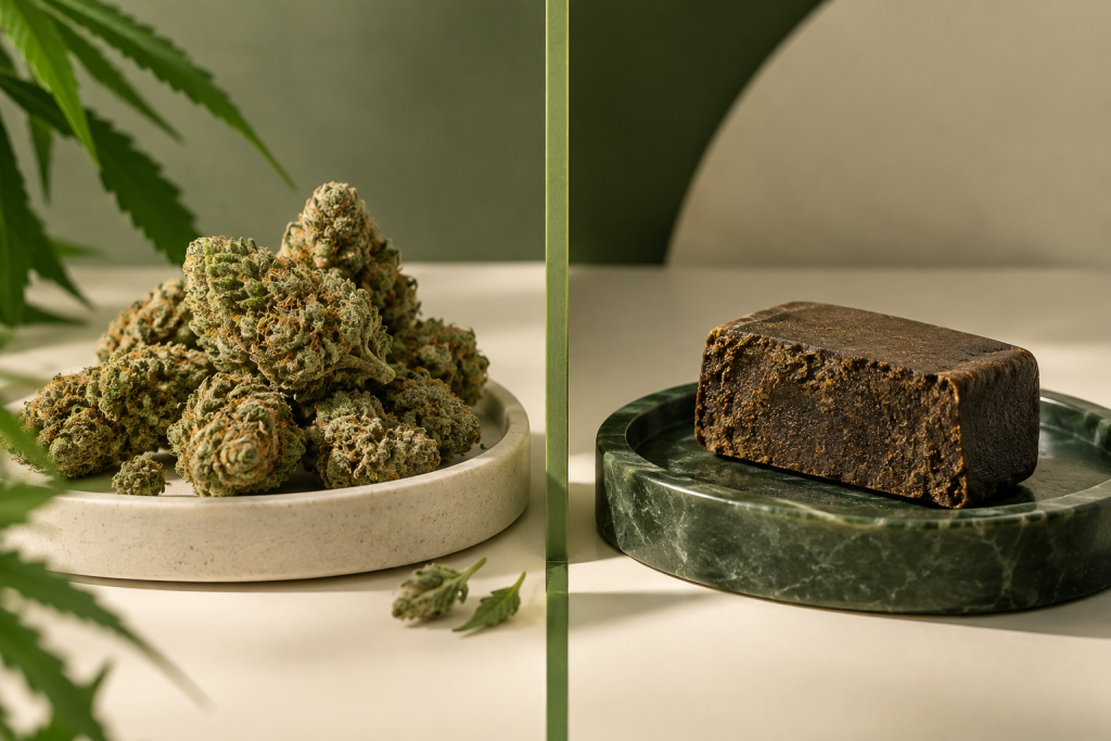CBD Blüten und CBD Hash als klar getrennte Produktformen