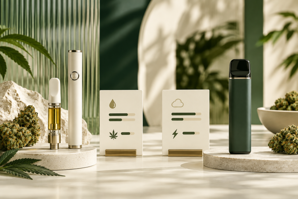 Abschließende Auswahl zwischen CBD-Kartusche und Einweg-Vape