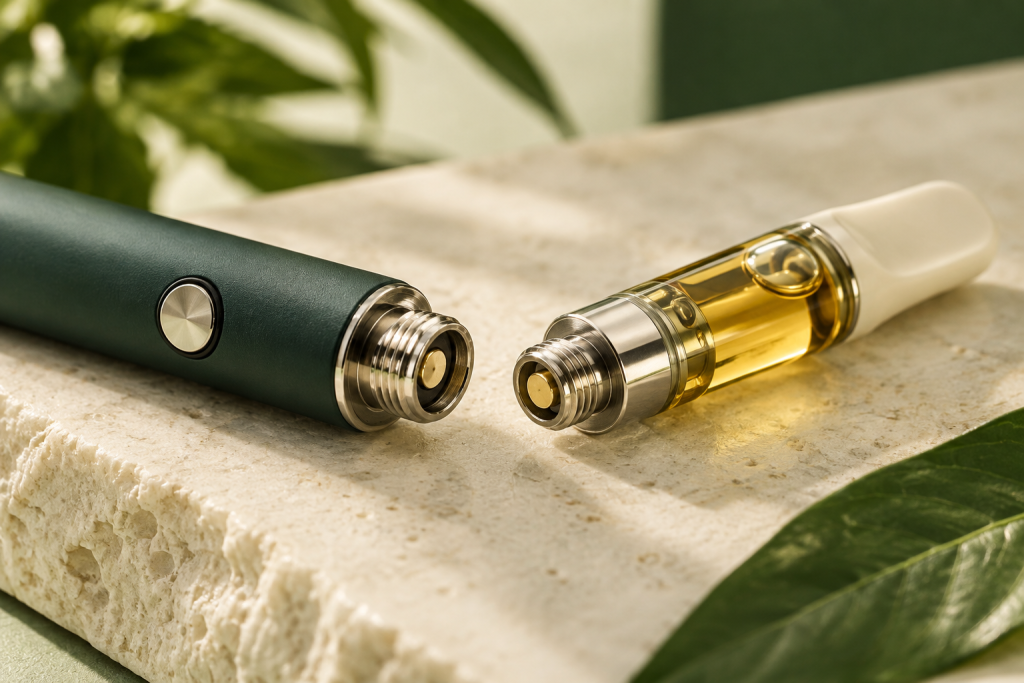 510-Gewinde und Kontaktbereich eines Vape Pens mit Kartusche