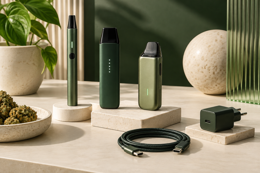 Vape Pens mit unterschiedlichen Bedien- und Ladeoptionen